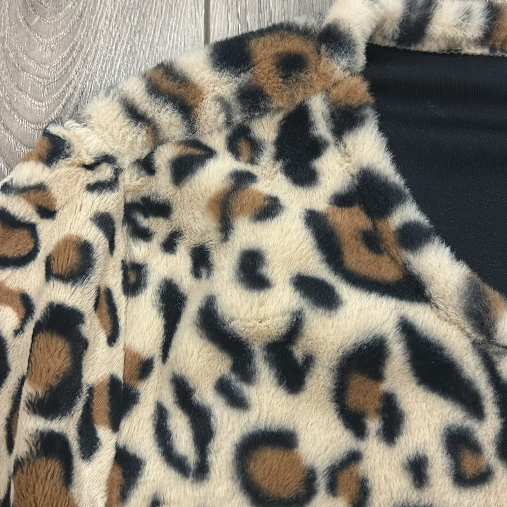Calvin Klein Leopard Print Cropped Bolero Collarless 3/4 Sleeve Jacket - Large - Picture 3 of 9